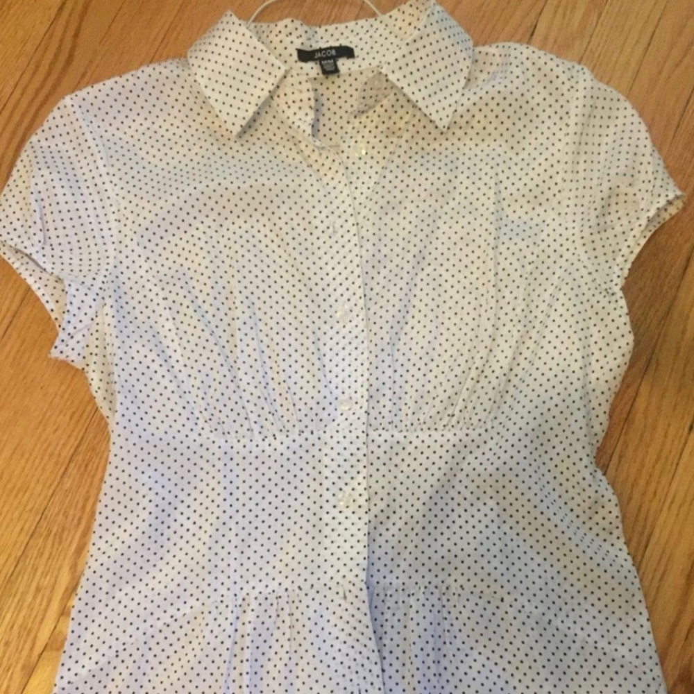 Silk White and Black Polka Dot Blouse